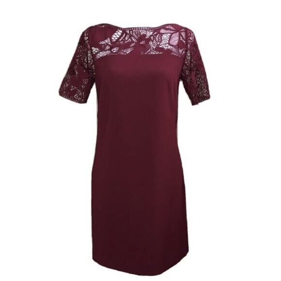 Ann Taylor Dresses & Skirts - Ann Taylor Wine Burgundy Crochet Top Dress Sz 6